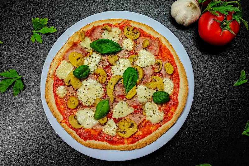 Truffle Mushroom white pizza with ricotta and black truffle